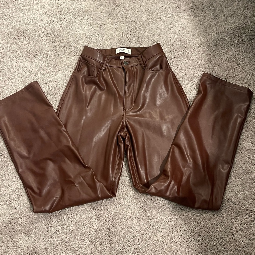 A&F curve love leather pants